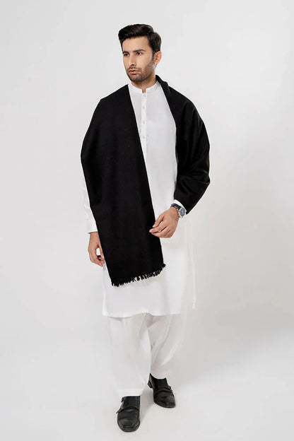 J. Men's Winter Wool Shawl - Black