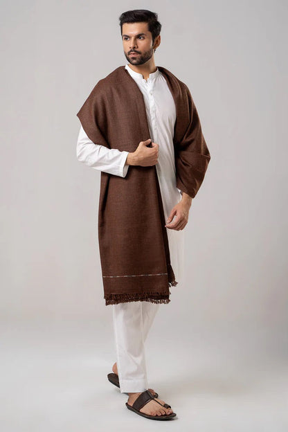 J. Men's Winter Wool Shawl - Coffee Brown