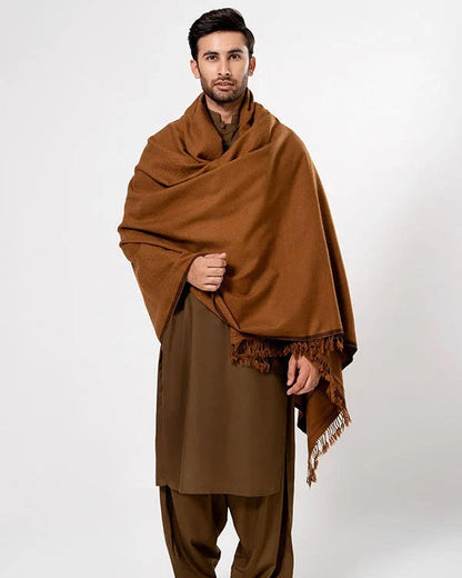 J. Men's Winter Wool Shawl - Copper Brown