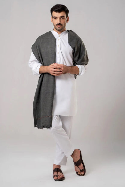 J. Men's Winter Wool Shawl - Dark Grey