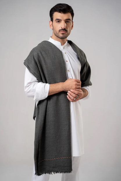 J. Men's Winter Wool Shawl - Dark Grey